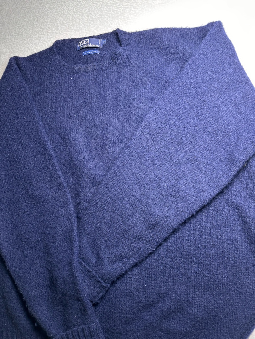 Vintage Polo Ralph Lauren Mens XL 100% Lambswool Navy Crewneck Sweater - Picture 5 of 6